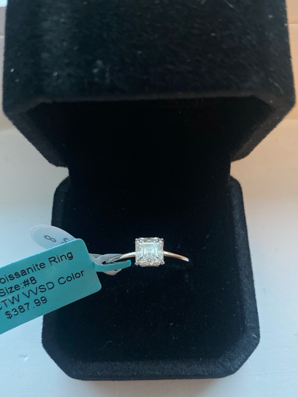 Square Cut Moissanite Ring Size 8